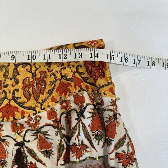 Julie G. Boho Full Circle Skirt  Zebra Floral India Block Print Gypsy Artsy Sz M - Picture 7 of 9